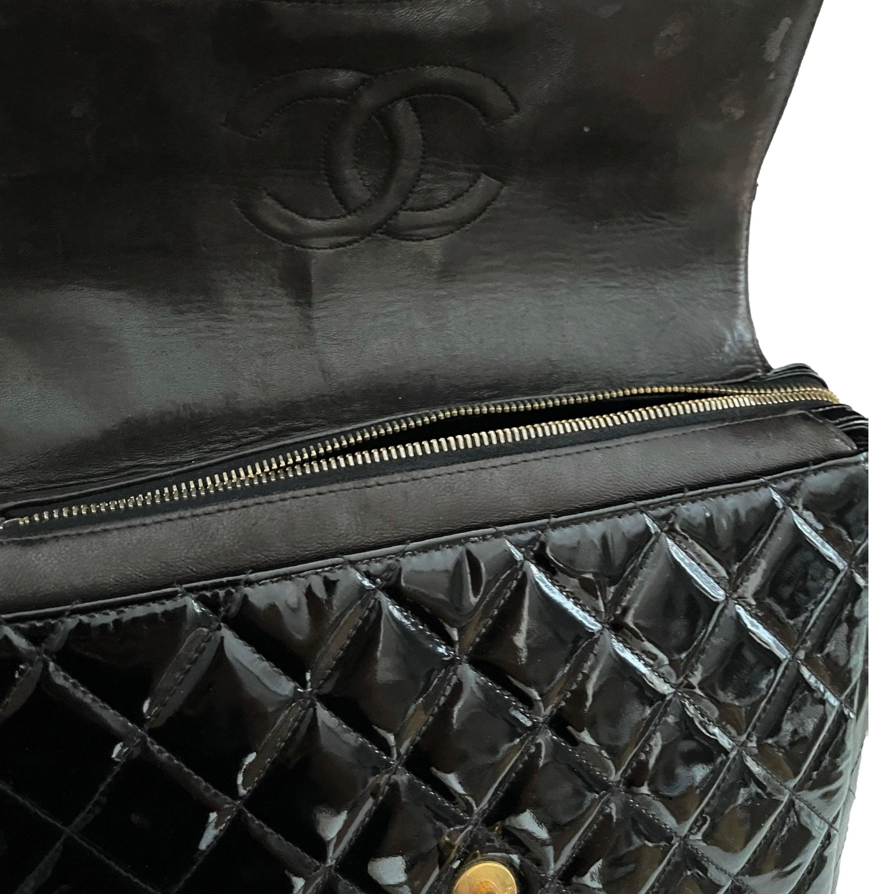 Chanel Black Patent Backpack