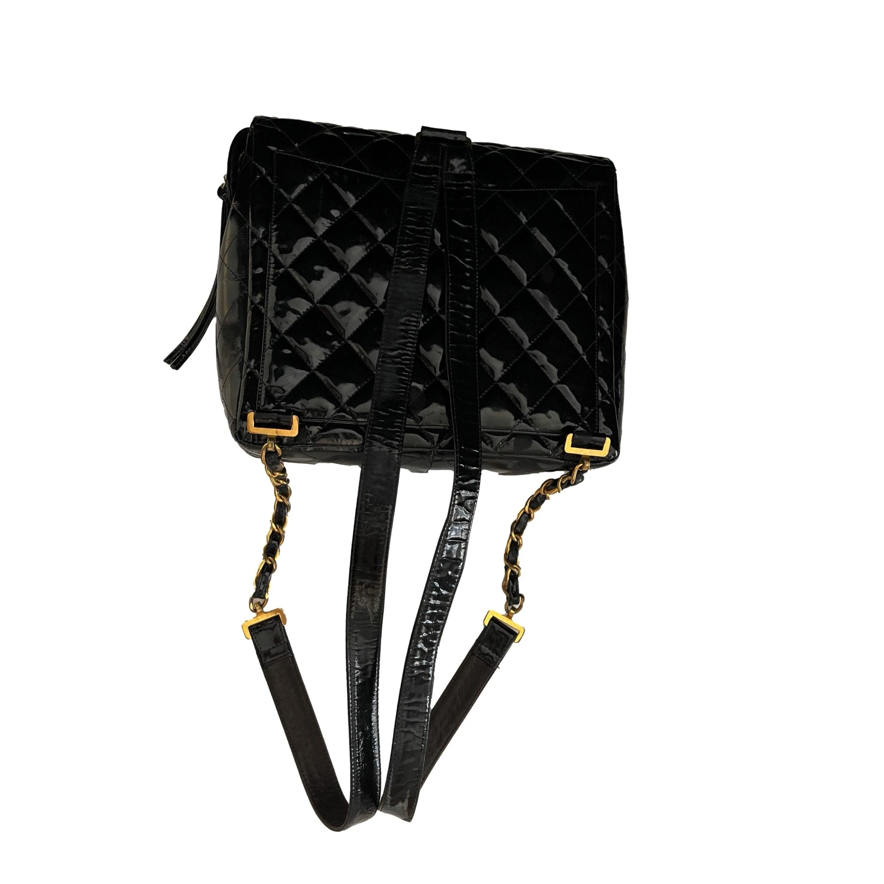 Chanel Black Patent Backpack