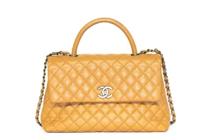 Chanel Caviar Medium Coco Handle Flap Bag Camel