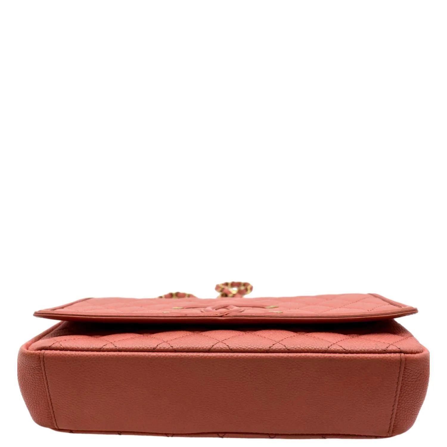 CHANEL CC Filigree Medium Flap Caviar Leather Crossbody Bag Pink