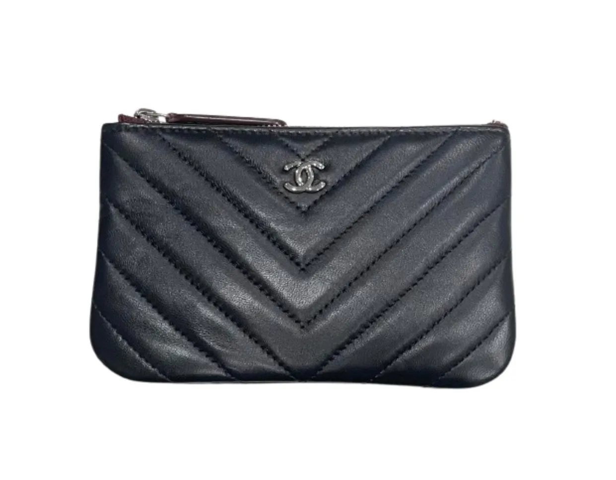 Chanel Chevron Zip Pouch