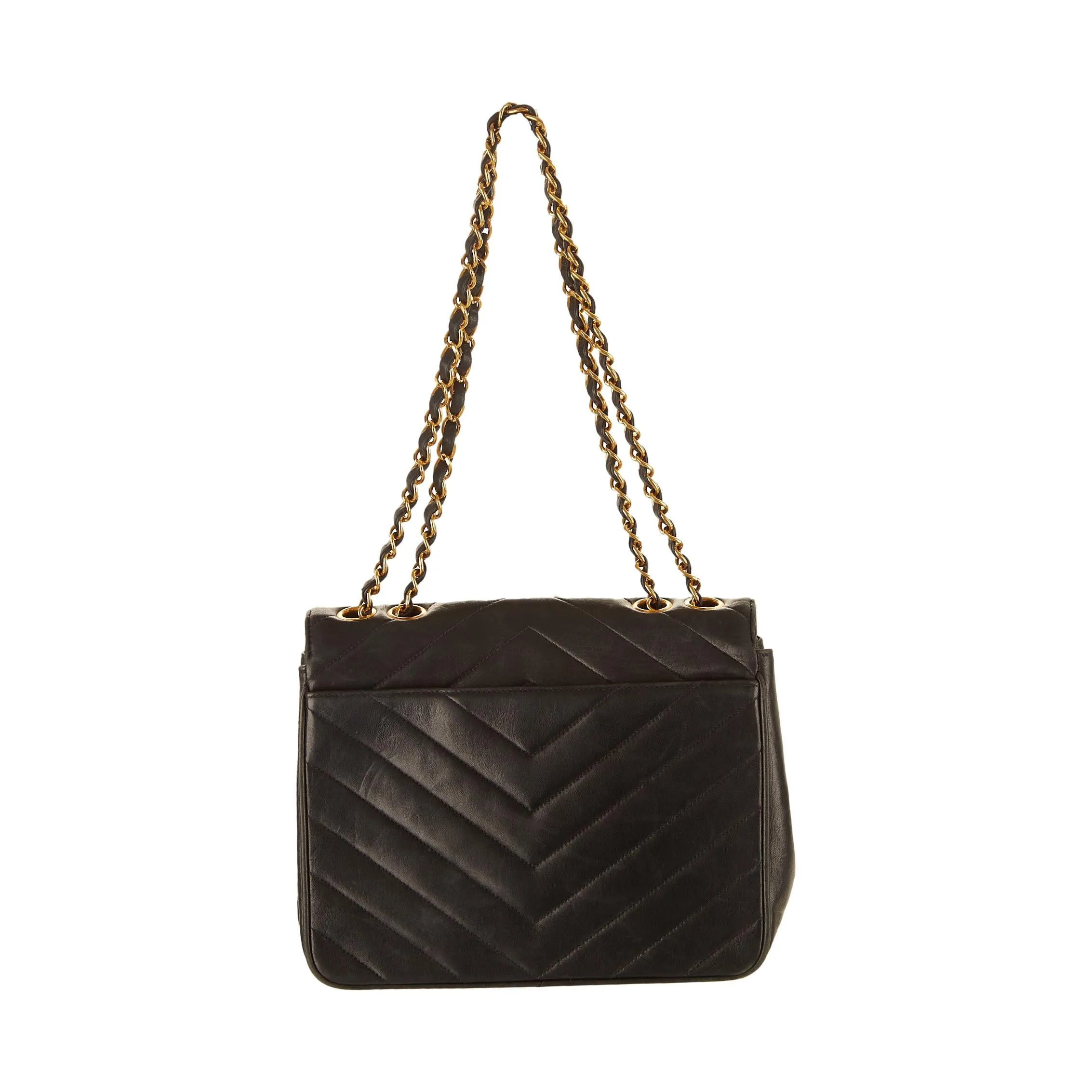 Chanel Navy Chevron Chain Shoulder Bag