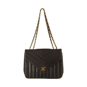 Chanel Navy Chevron Chain Shoulder Bag