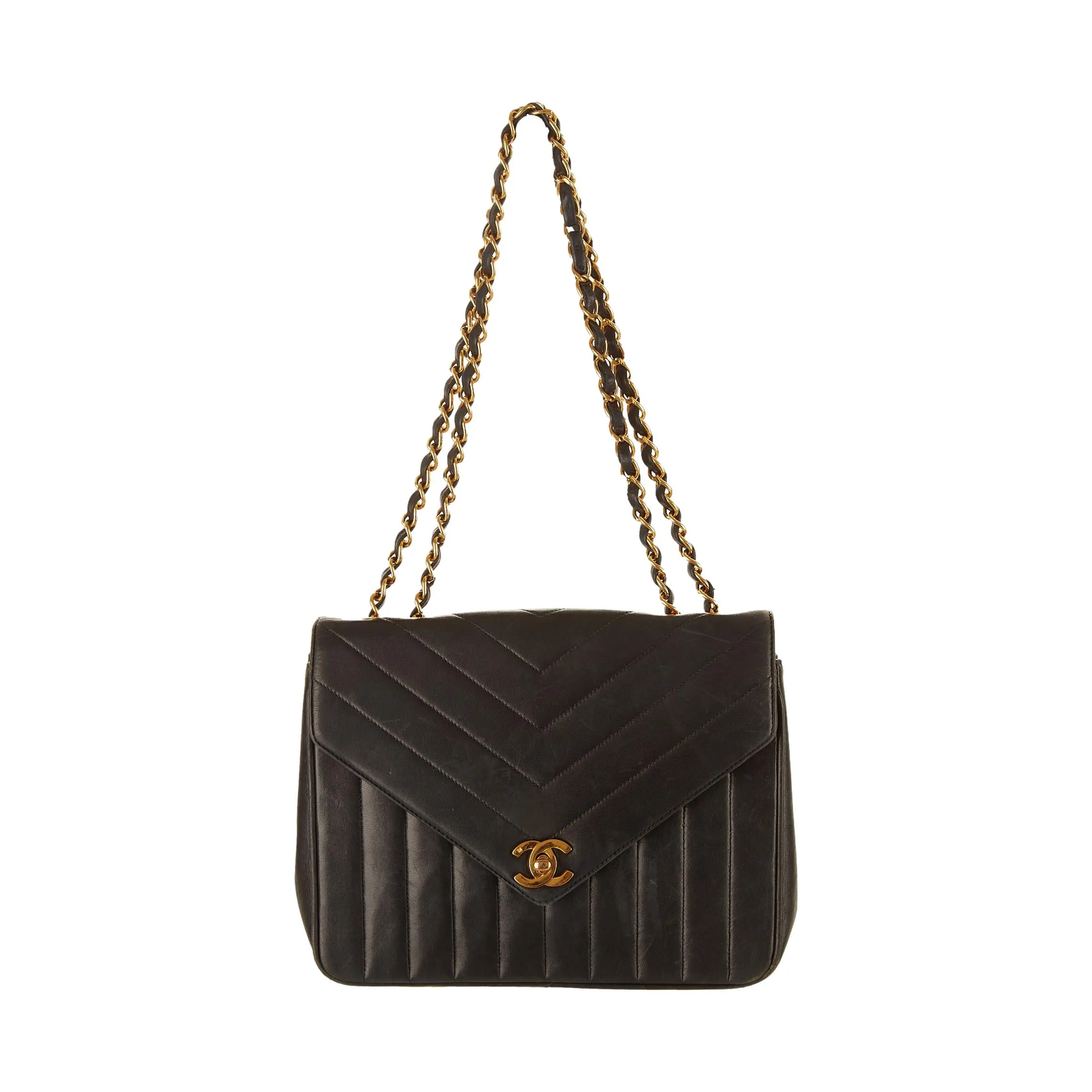Chanel Navy Chevron Chain Shoulder Bag