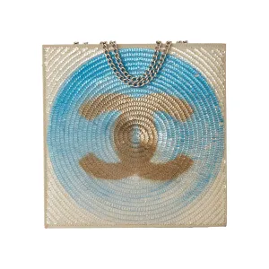 Chanel Silver Logo Sequin Chain Shoulder Bag