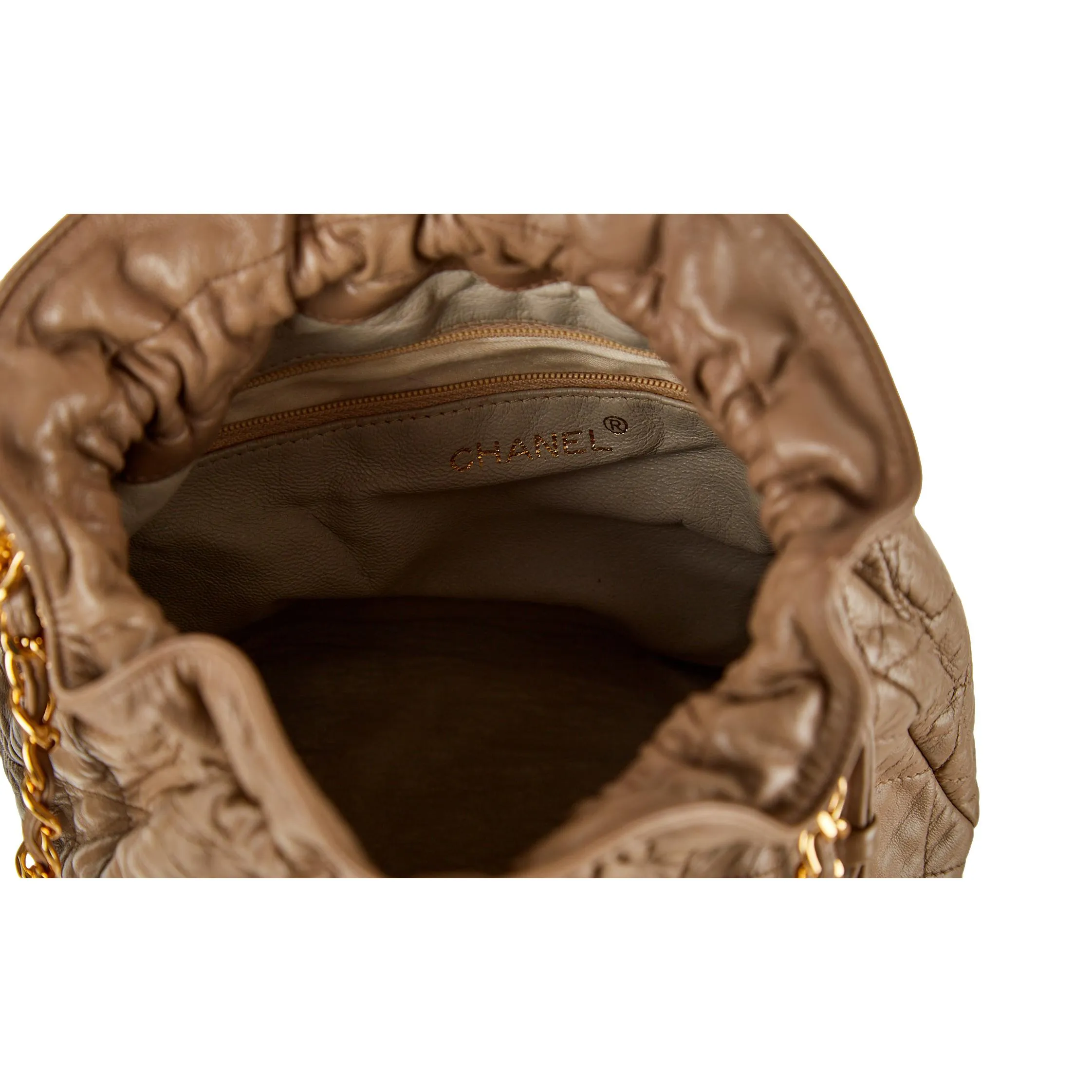 Chanel Tan Fringe Drawstring Shoulder Bag