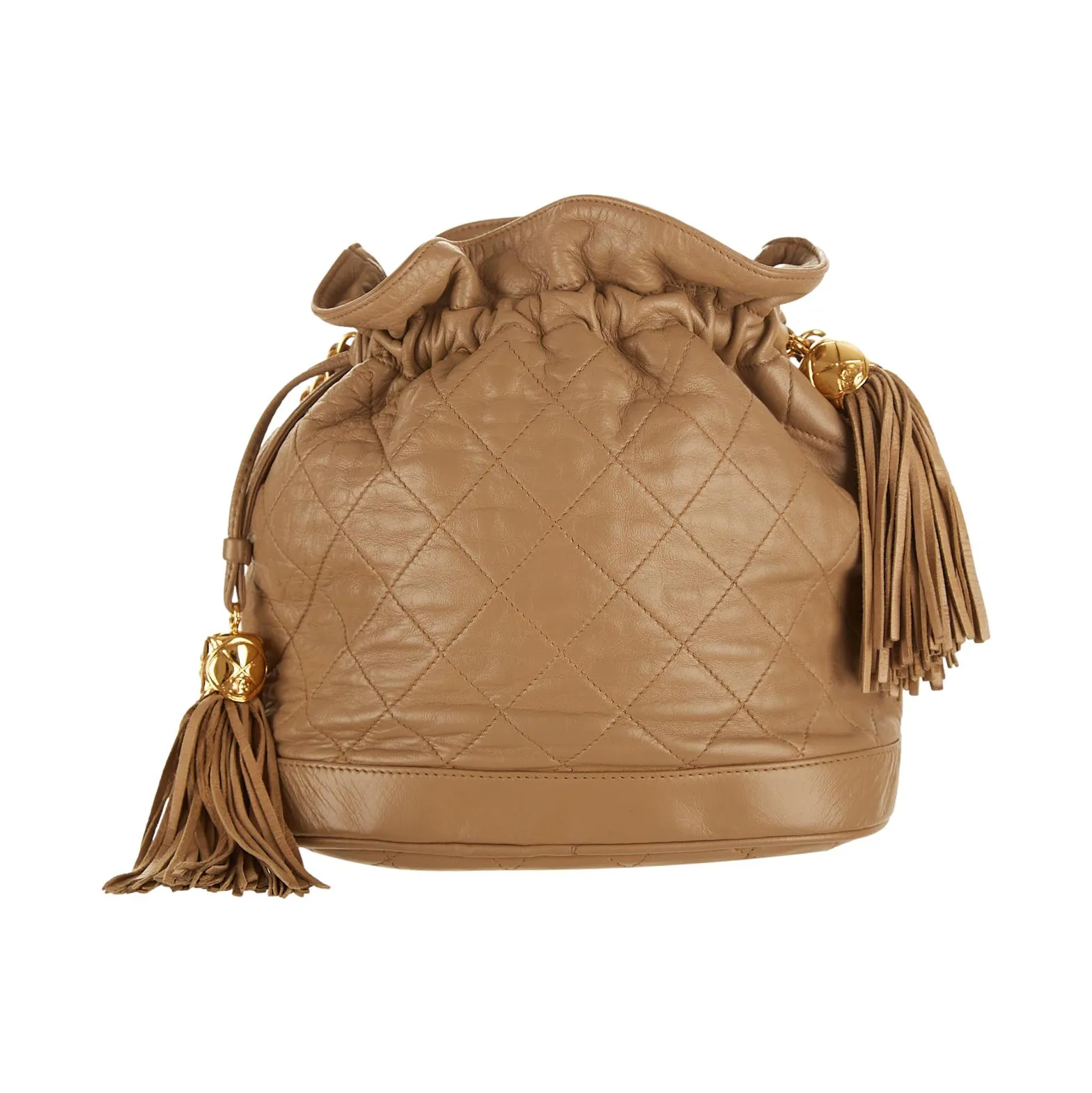 Chanel Tan Fringe Drawstring Shoulder Bag