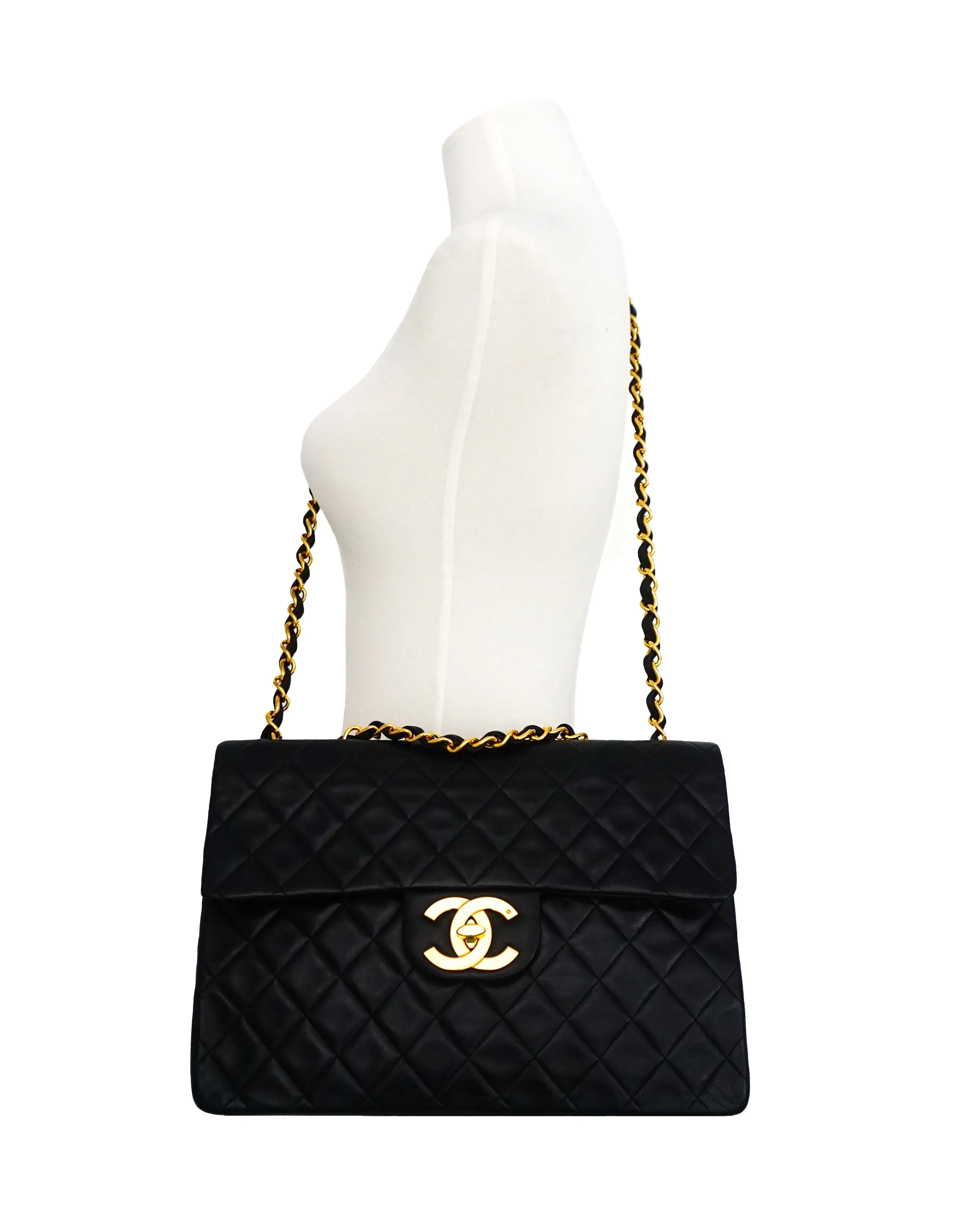 Chanel Vintage Black Lambskin XL CC Maxi Jumbo