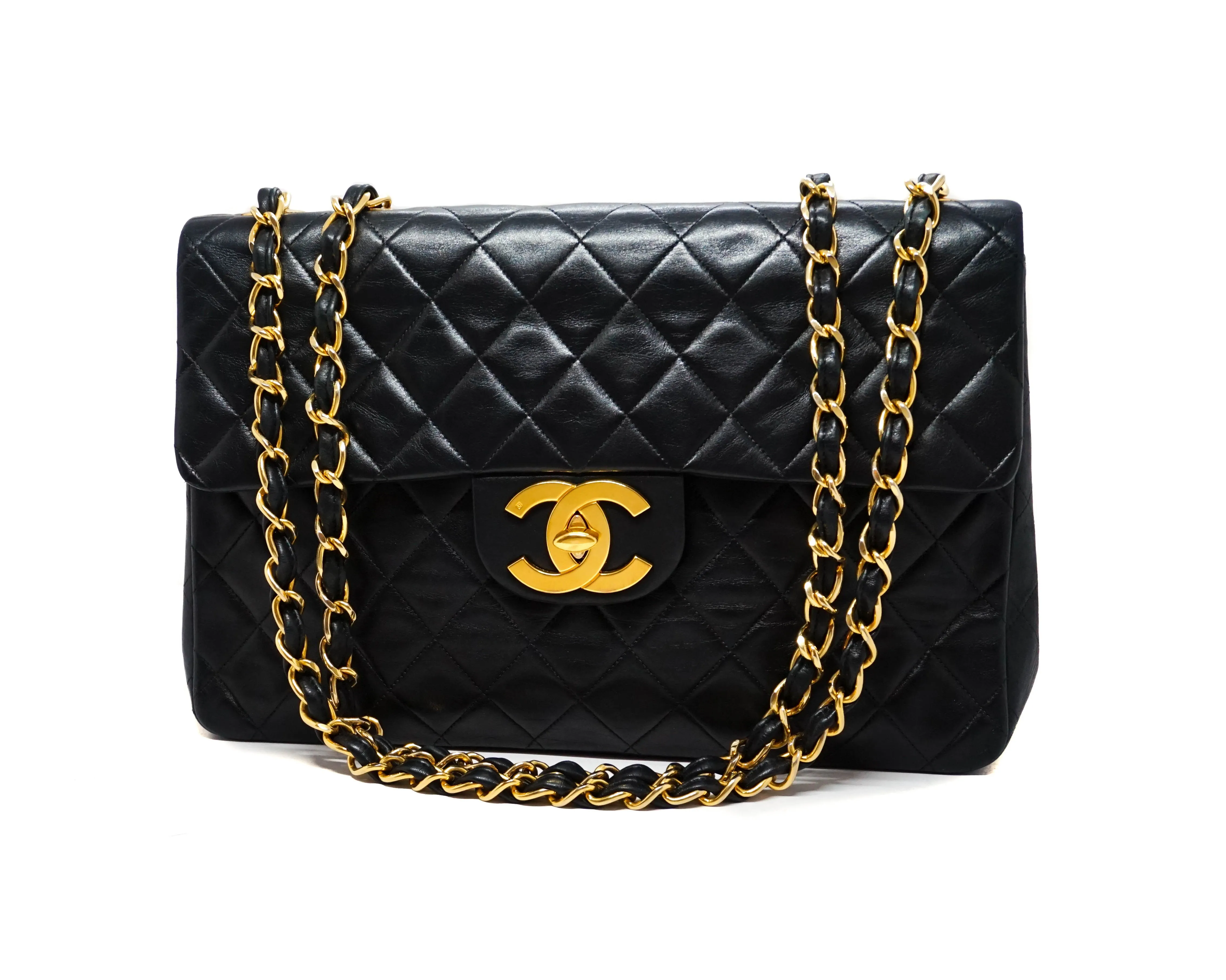 Chanel Vintage Black Lambskin XL CC Maxi Jumbo
