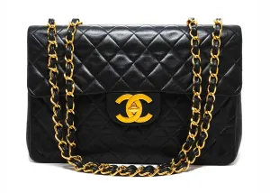 Chanel Vintage Black Lambskin XL CC Maxi Jumbo