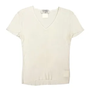 Chanel White Ribbed Ribbed Top
