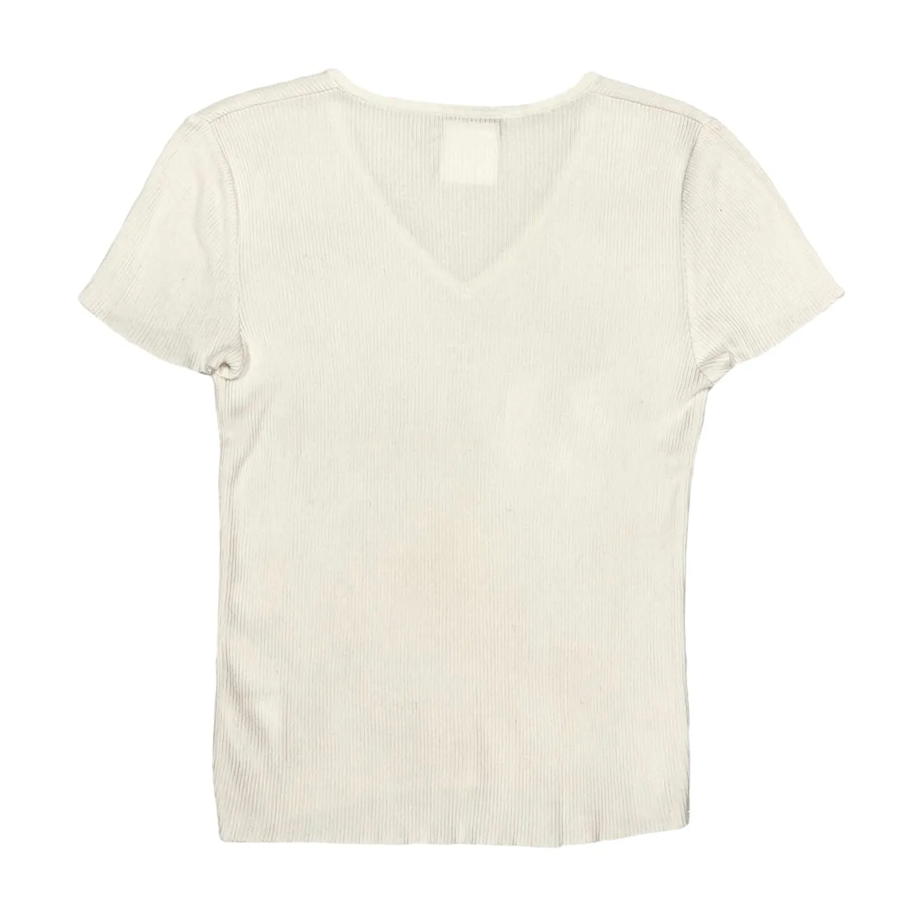 Chanel White Ribbed Ribbed Top