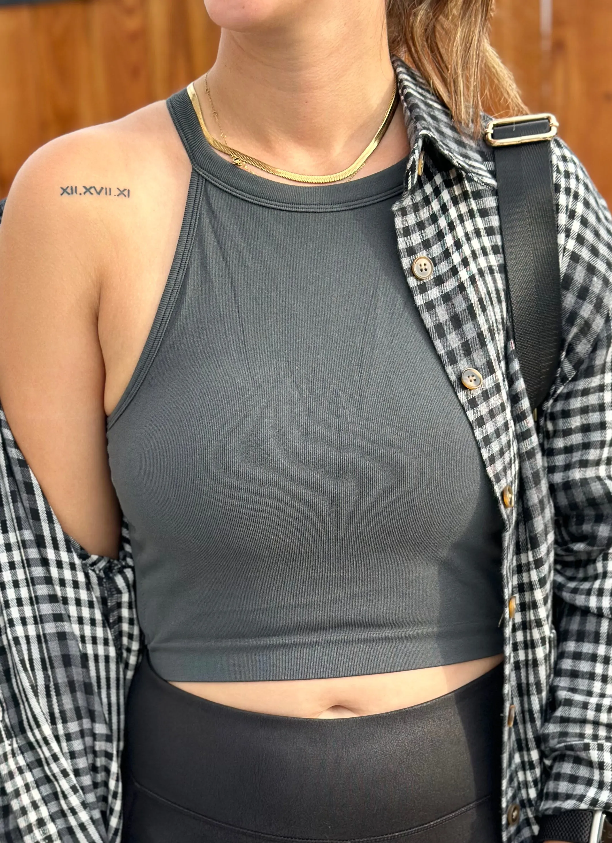 Charcoal High Neck Bralette