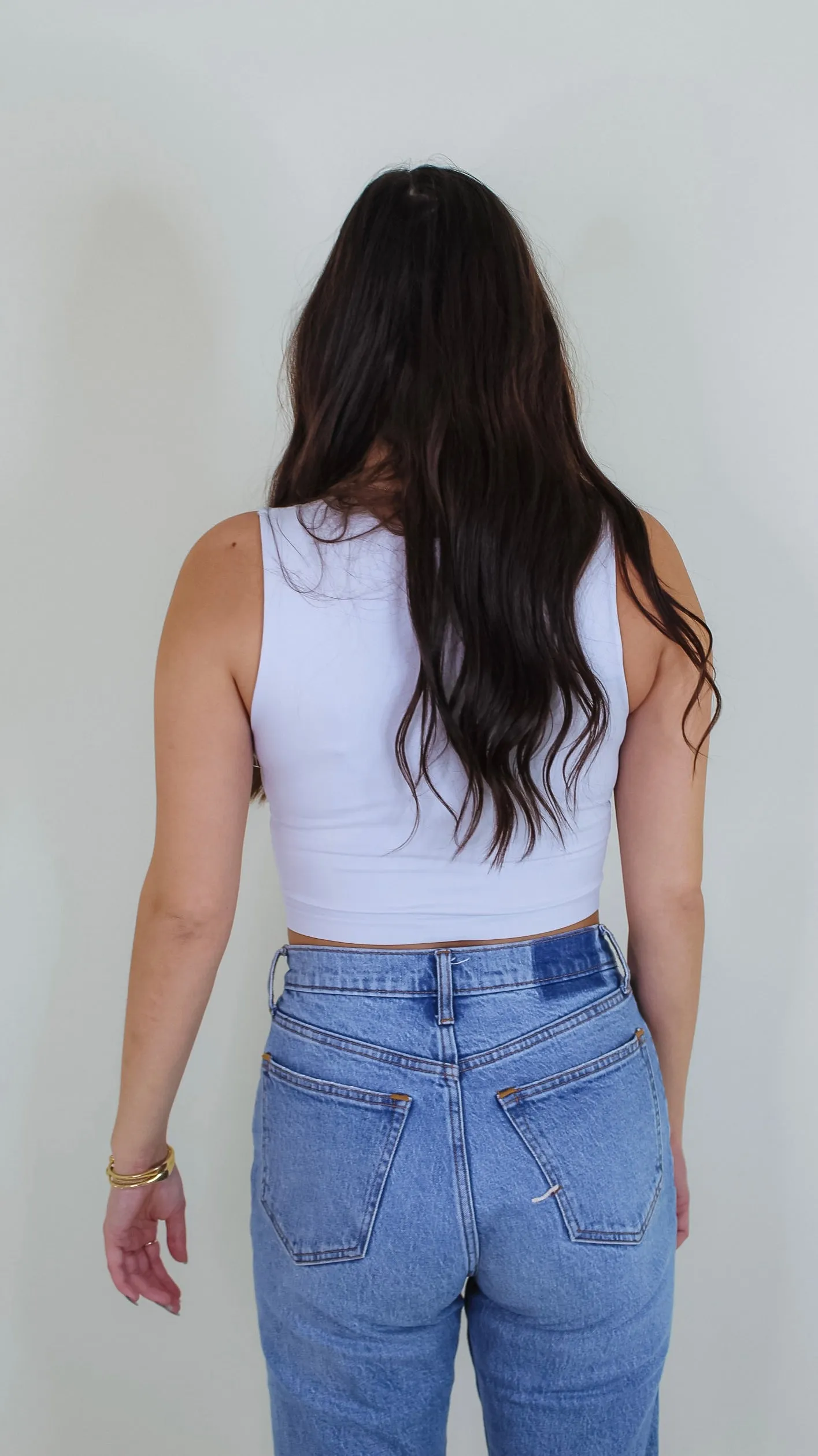 Chelle Clean Line Square Neck Crop - Light Gray