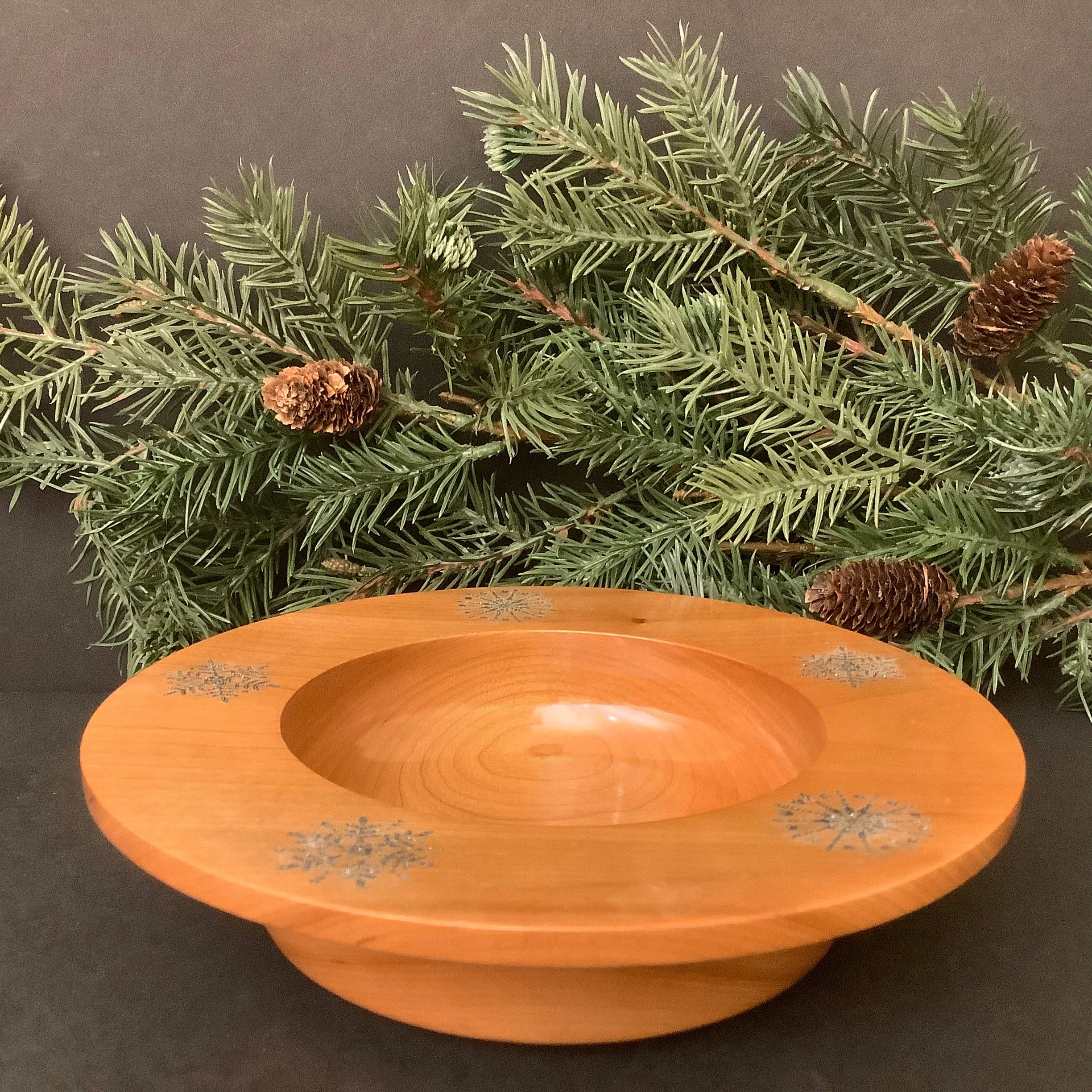 Cherry Bowl with Embossed Snowflakes