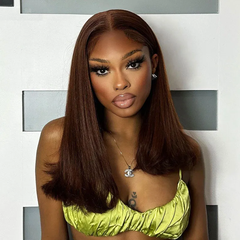 Chestnut Brown #4 Straight Wig 13x4/6x5/13x6 Lace Front Human Hair Wig Free Part