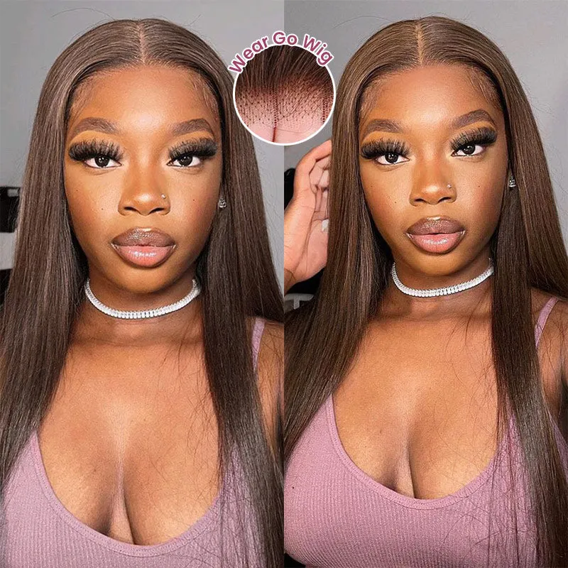 Chestnut Brown #4 Straight Wig 13x4/6x5/13x6 Lace Front Human Hair Wig Free Part