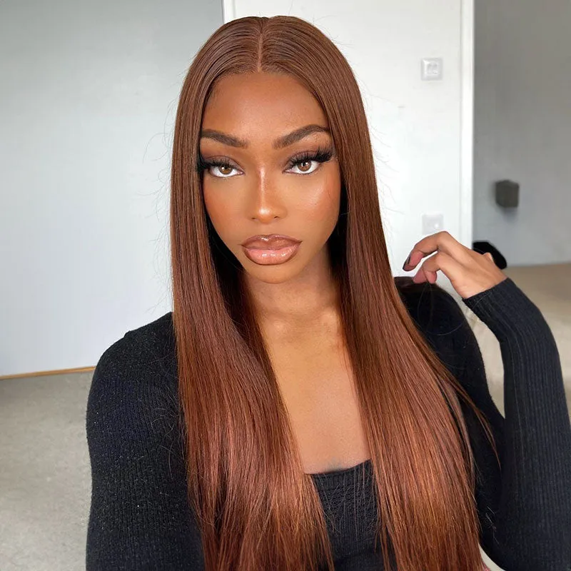 Chestnut Brown #4 Straight Wig 13x4/6x5/13x6 Lace Front Human Hair Wig Free Part