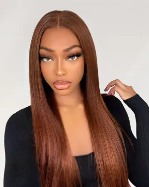Chestnut Brown #4 Straight Wig 13x4/6x5/13x6 Lace Front Human Hair Wig Free Part