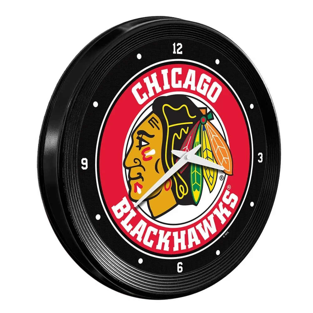 Chicago Blackhawks: Ribbed Frame Wall Clock