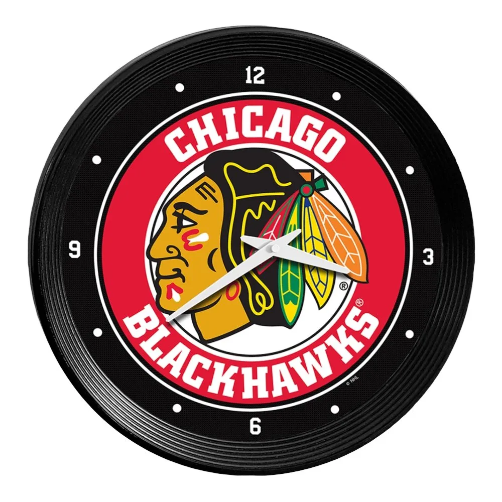 Chicago Blackhawks: Ribbed Frame Wall Clock