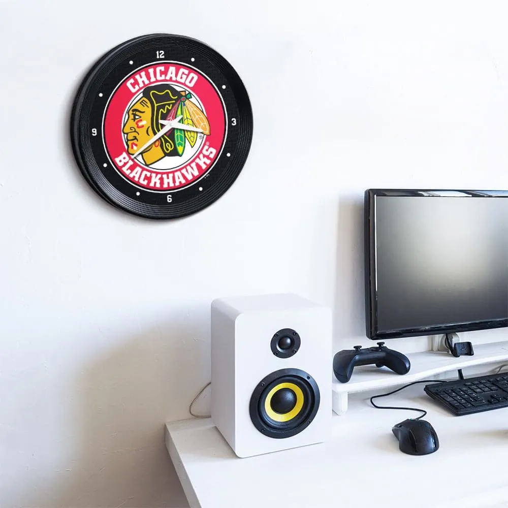 Chicago Blackhawks: Ribbed Frame Wall Clock