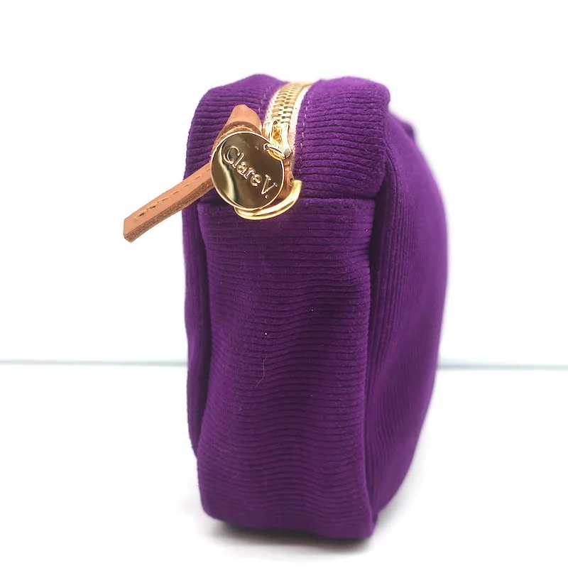 Clare V. Midi Sac Purple Corduroy Suede Small Crossbody Bag