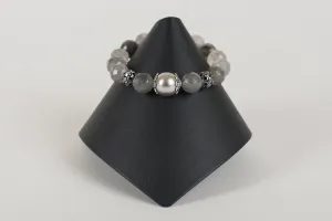 Cloud Quartz with Gunmetal Crystal and Pearl