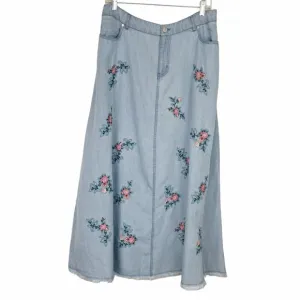 Coldwater Creek Brookside Cottagecore Tencel Maxi Skirt NWT Blue Pink Floral 12