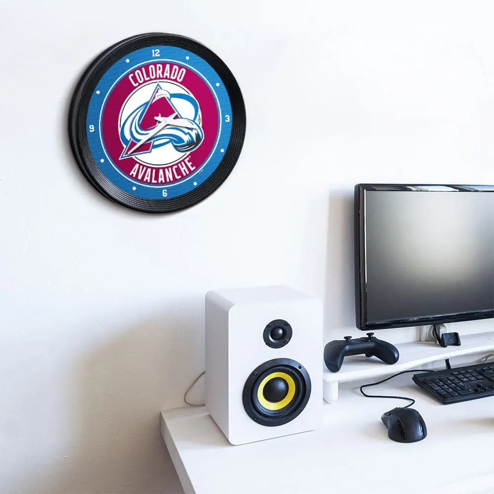 Colorado Avalanche: Ribbed Frame Wall Clock