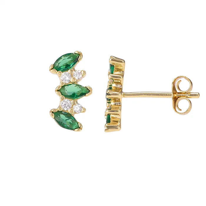 Colored Multi Marquise Curved Bar Stud Earring