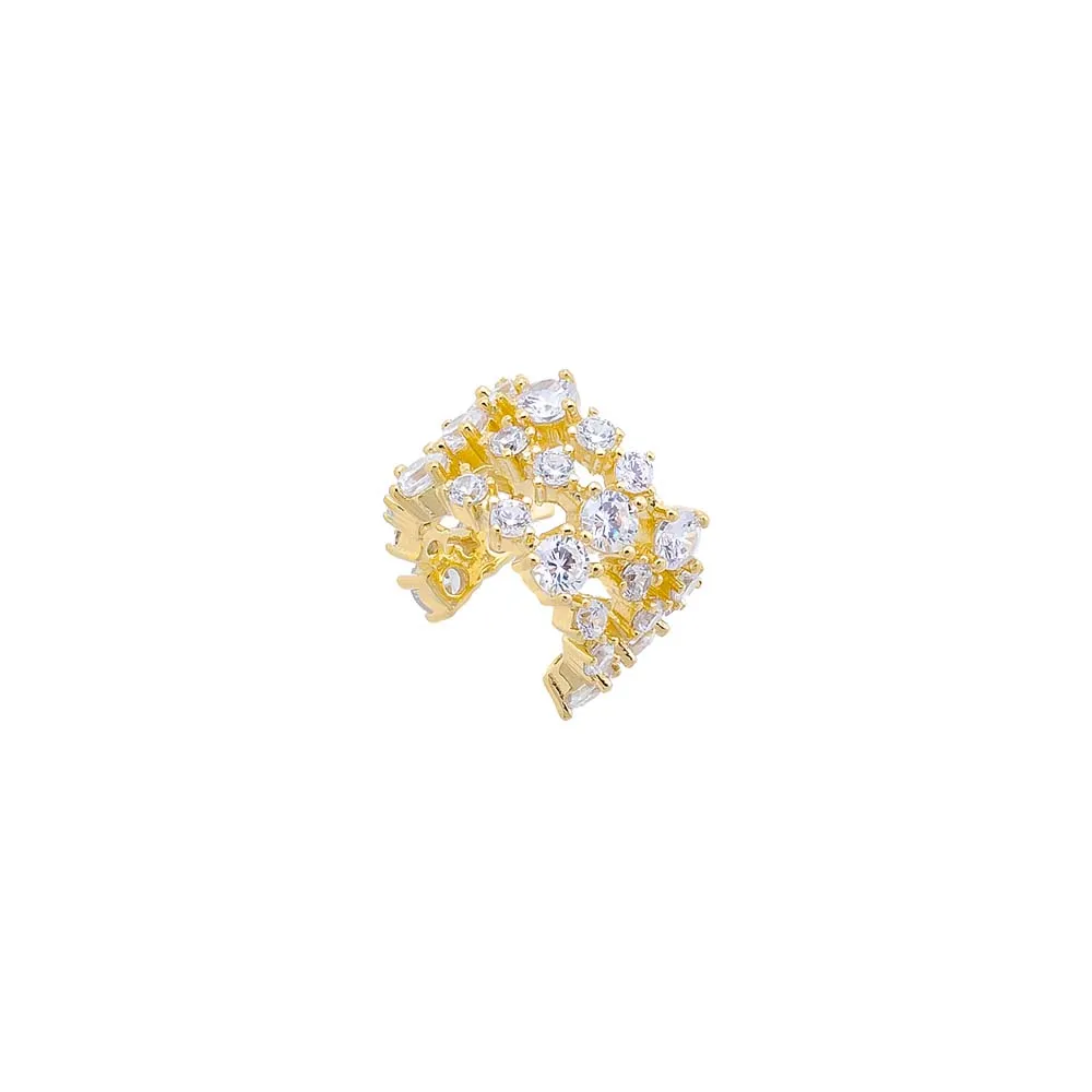 Colored Multi Shape Three Row Ear Cuff