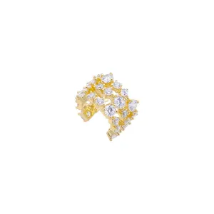 Colored Multi Shape Three Row Ear Cuff
