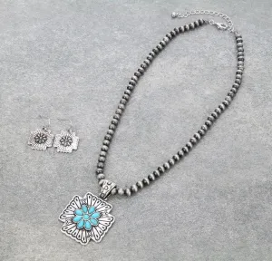 Come Together Fashion Navajo Necklace With Cross Pendant & Earrings