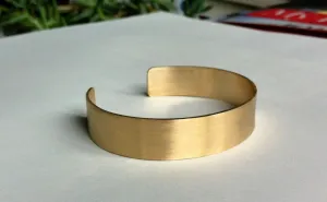 Contemporary Hand-Made Adjustable Rectangle Plain Cuff Bracelet in Honey Colored Brass - 0075