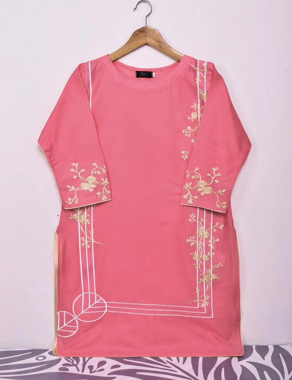 Cotton Embroidered Stitched Kurti - Splish Splash (TS-037A-Pink)