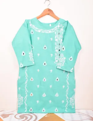 Cotton Embroidered Stitched Kurti With Mirror Work - Bumblebee (TS-068A-SkyBlue)