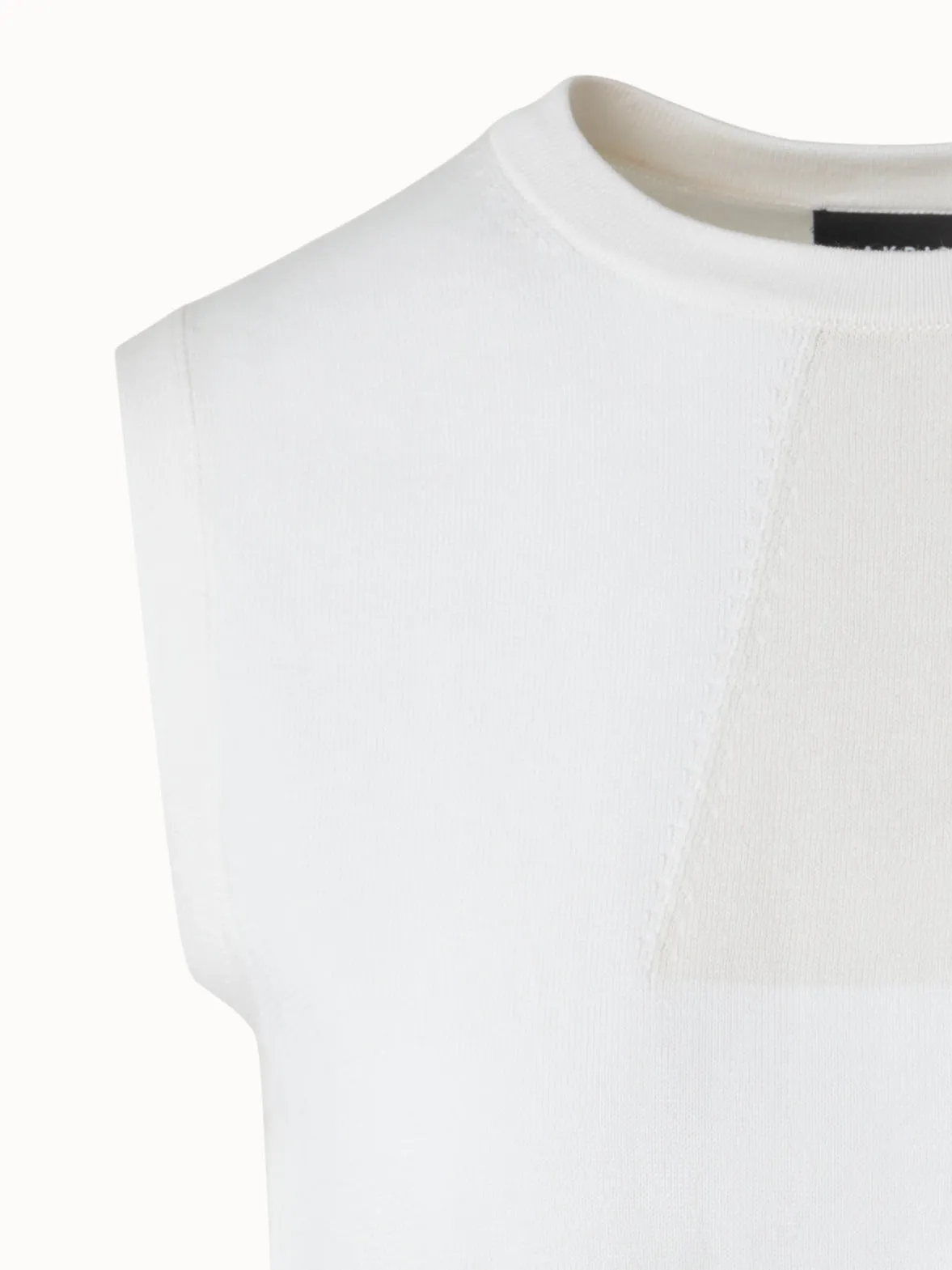 Cotton Knit Top with Trapezoid Jacquard