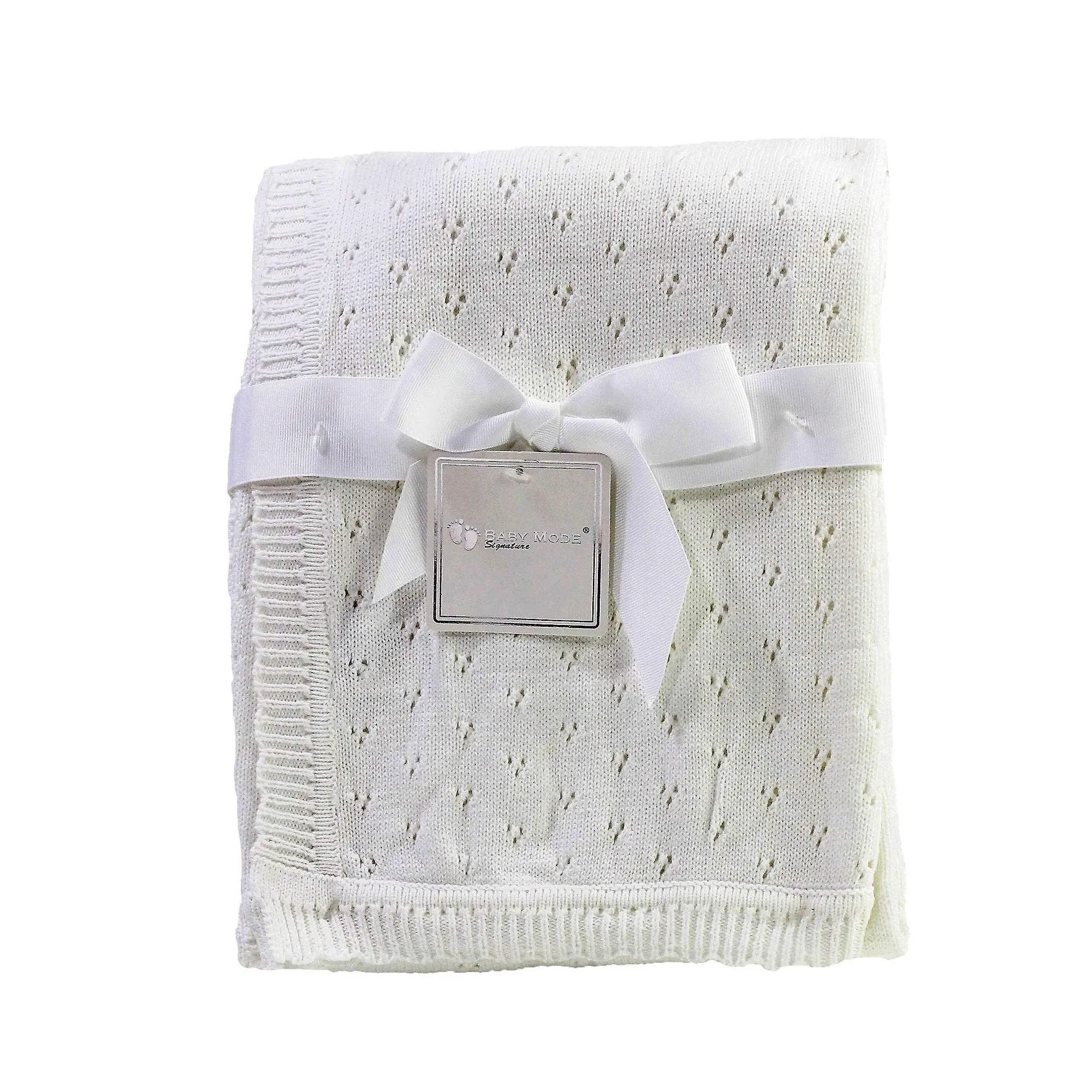 Cream Pointelle Baby Blanket Off-White Solid Color Neutral