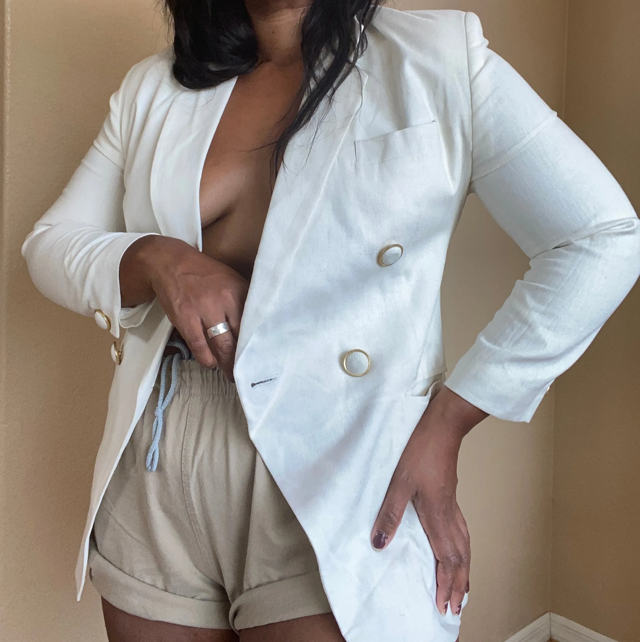 Cream Power Blazer