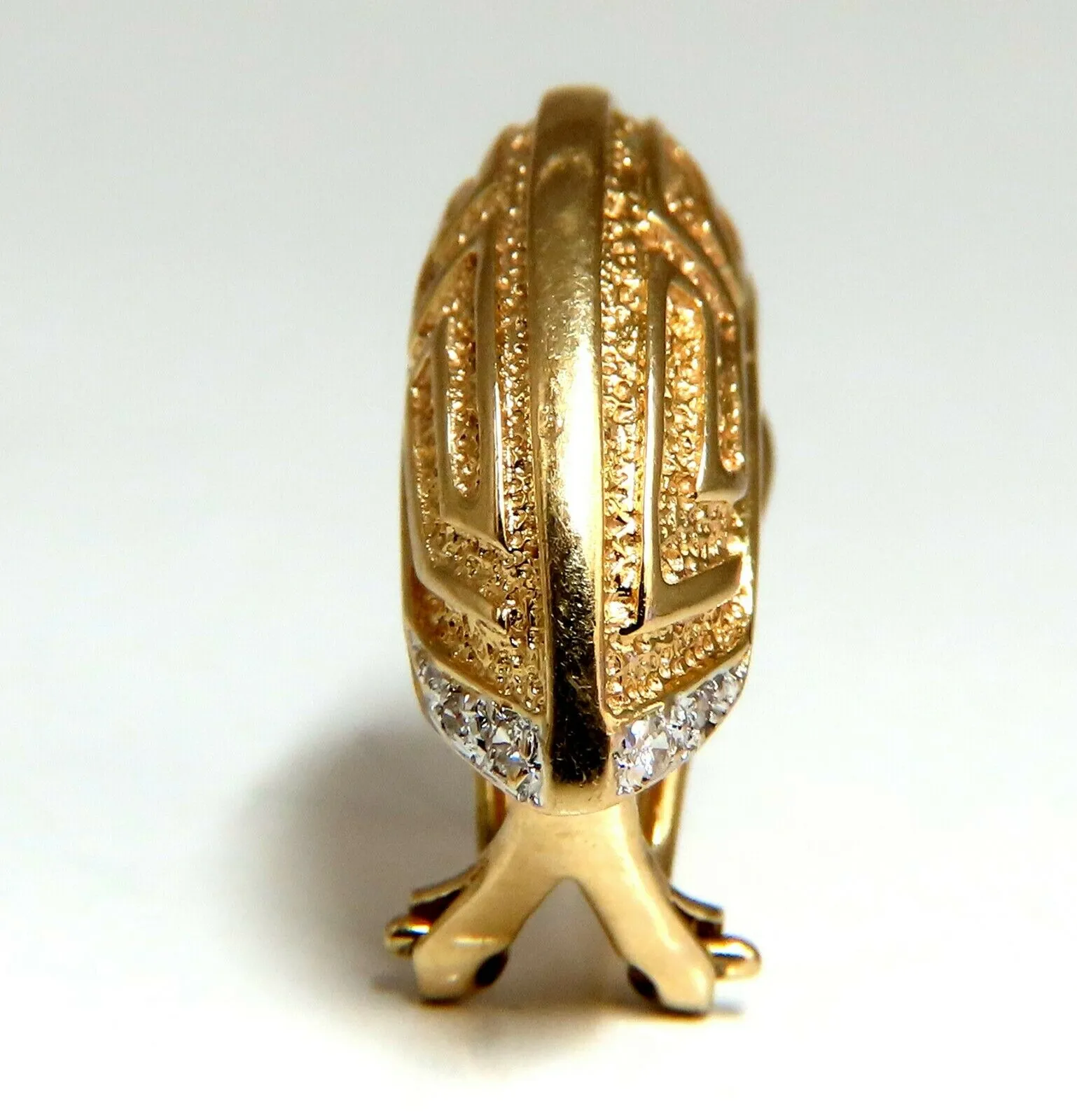 Crescent Greek Symbol Mid Century Earrings Clips 14 Karat