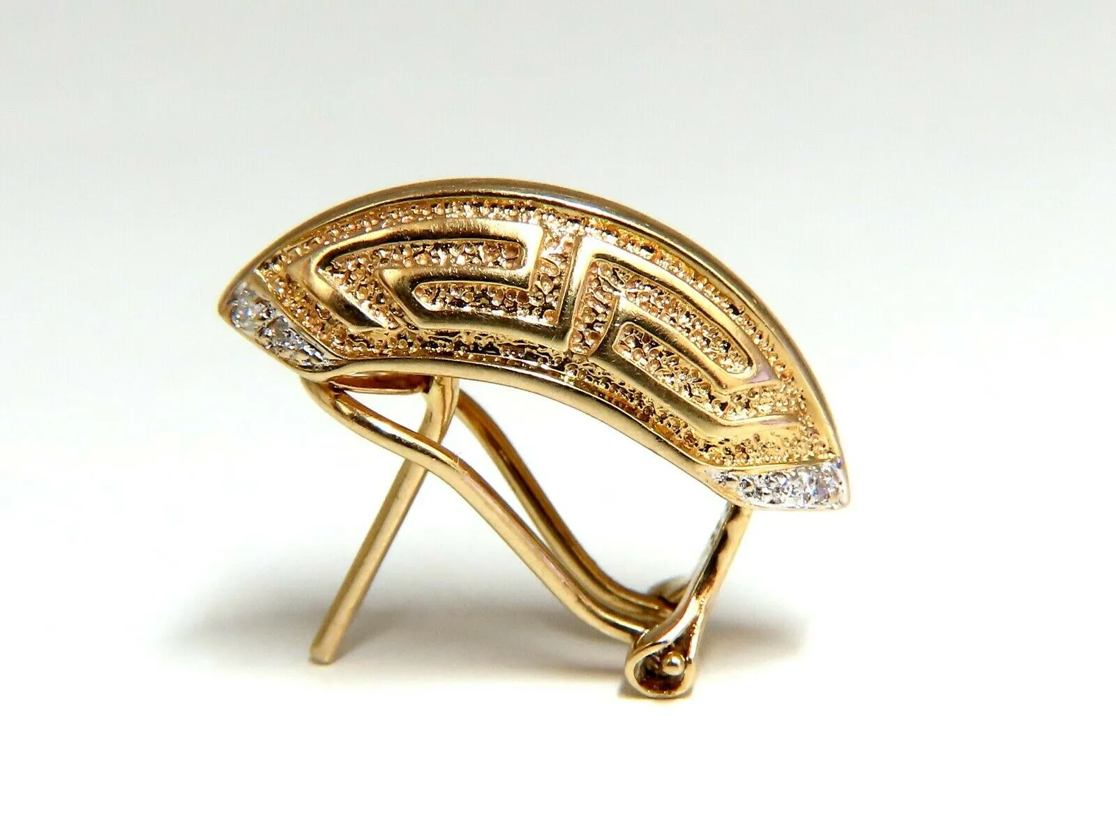Crescent Greek Symbol Mid Century Earrings Clips 14 Karat