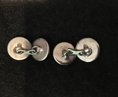 Cuff Links Reverse Carved Crystal Horse Profile in Silver Plate