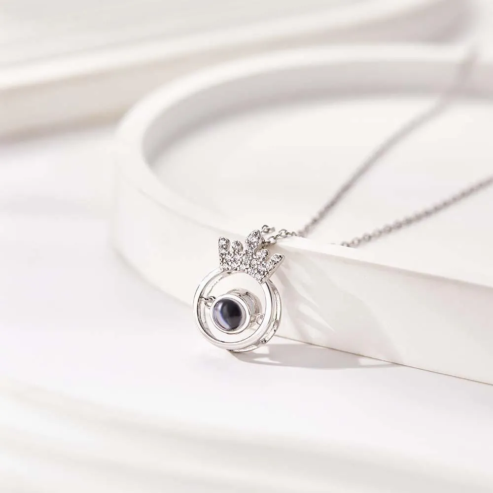 Custom Photo Projection Necklace Fashion Crown Gifts