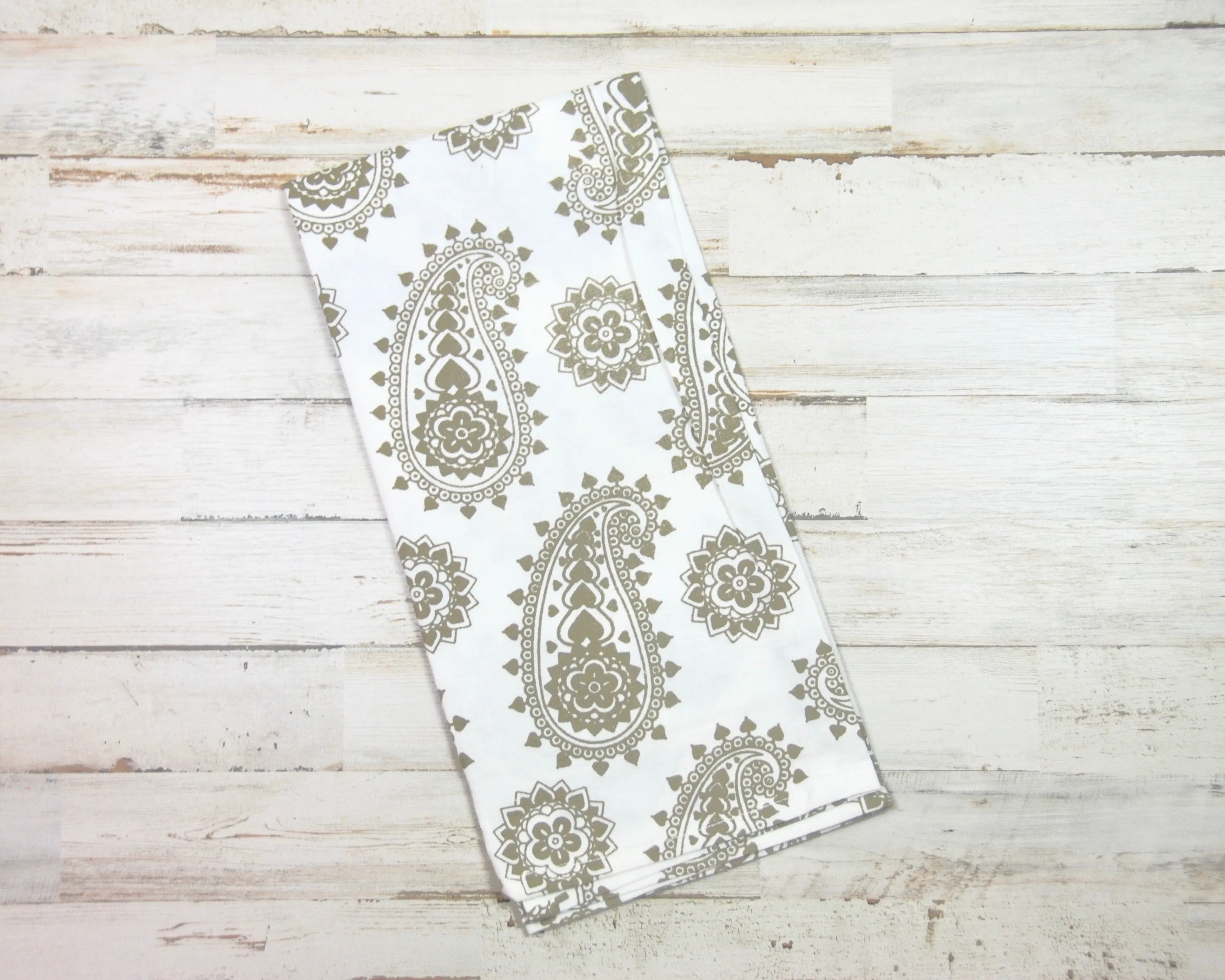 Decorative neutral paisley kitchen towel