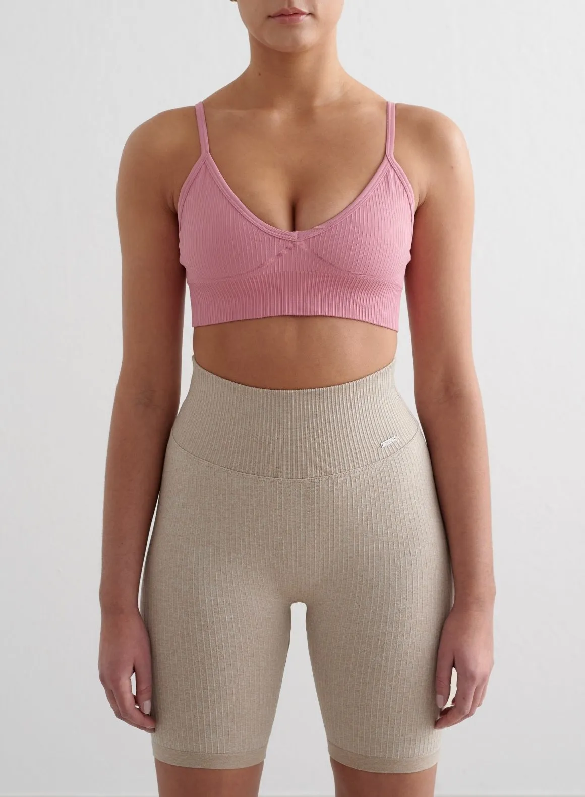 Desert Rose Ribbed Seamless Deep Cut Bra
