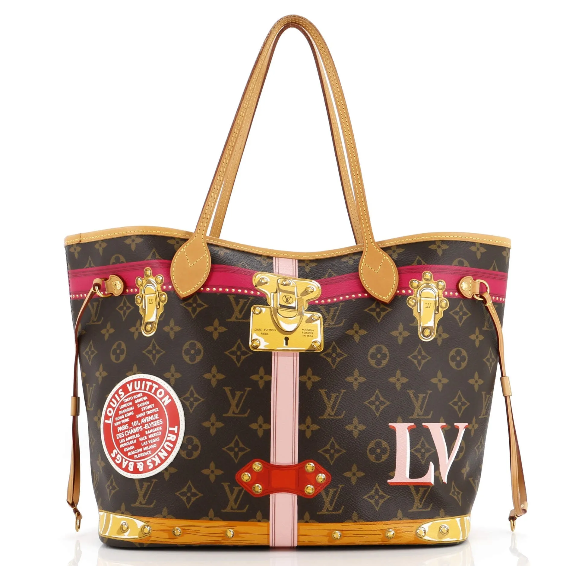 Designer Neverfull NM Tote Limited Edition Summer Trunks Monogram Canvas MM