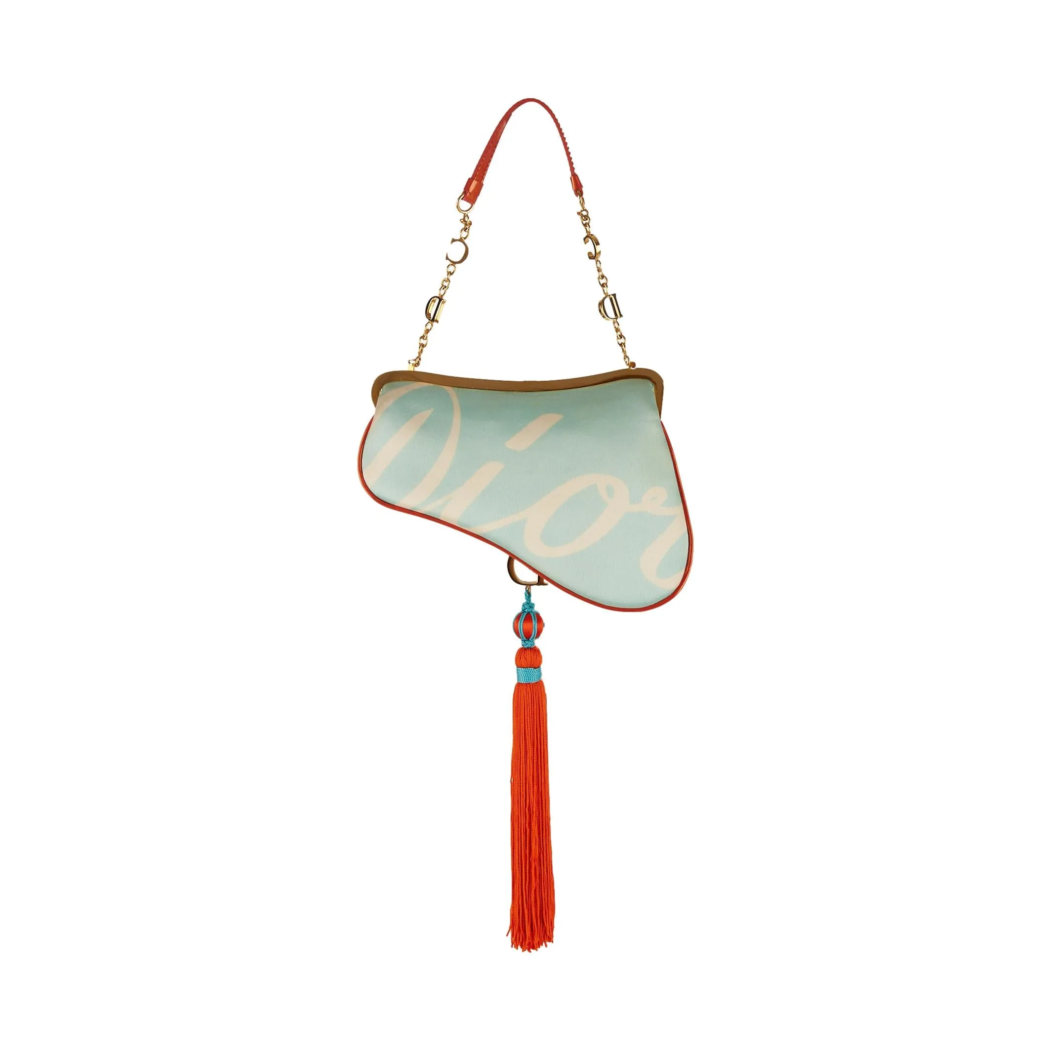 Dior Baby Blue Tassel Mini Saddle Bag