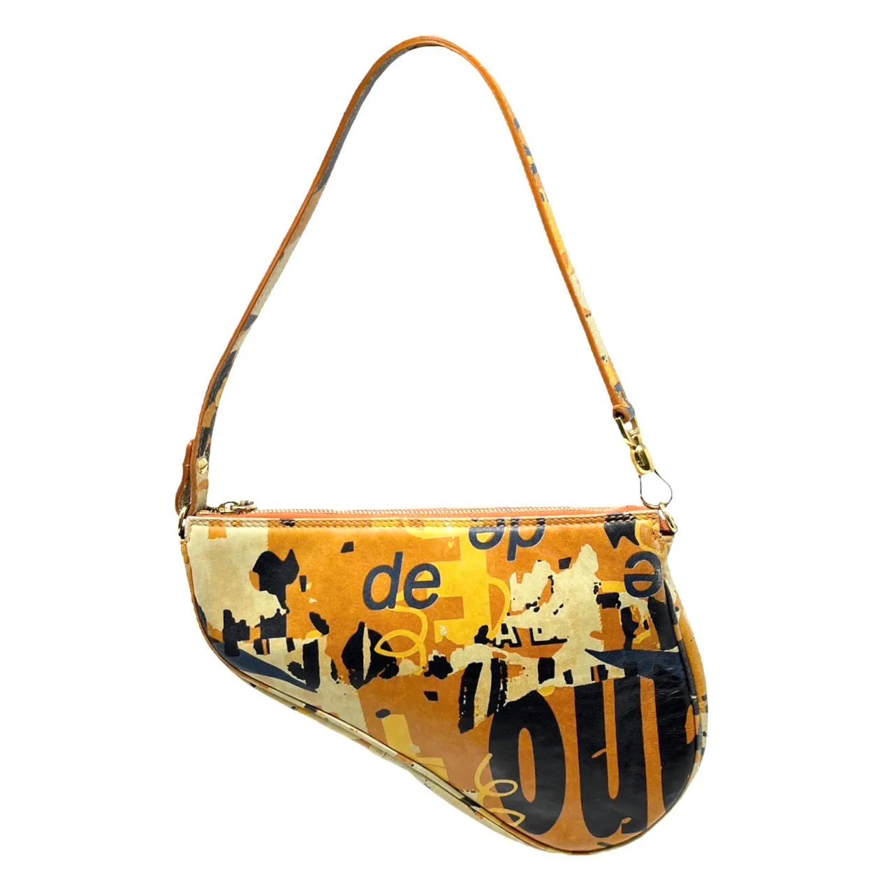 Dior Orange Print Mini Saddle Bag