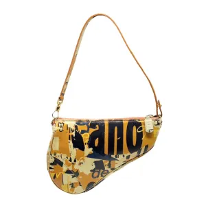 Dior Orange Print Mini Saddle Bag